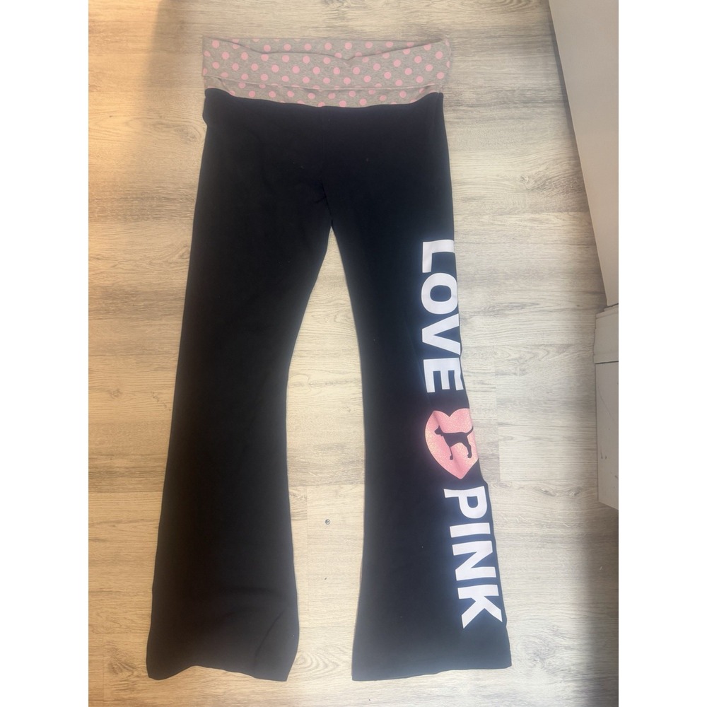 Vintage Victorias Secret PINK Polka Dot Fold over Yoga Pants Womens L